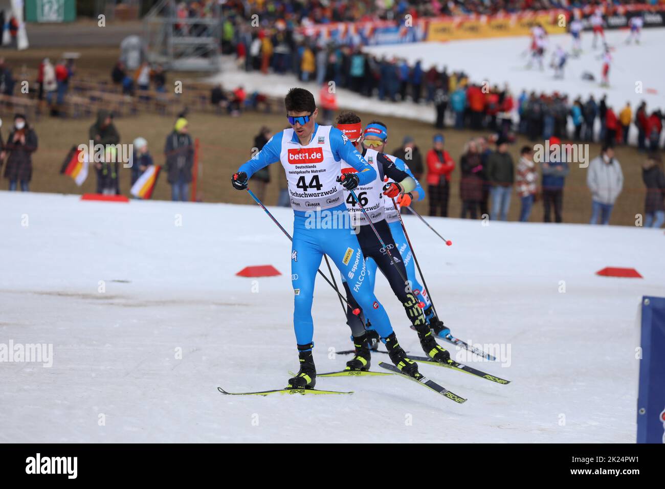 Im Gleichschritt, V# Samuel Costa (GS Fiamme / Italien / ITA) und Tristan Sommerfeldt (Deutschland) in Schonach Nordische Kombination Weltcupfinale 2 Stockfoto