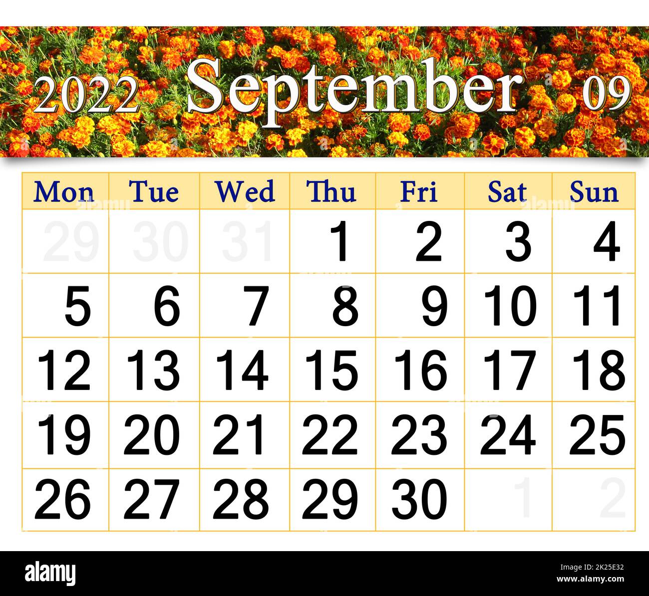 Kalender september -Fotos und -Bildmaterial in hoher Auflösung – Alamy