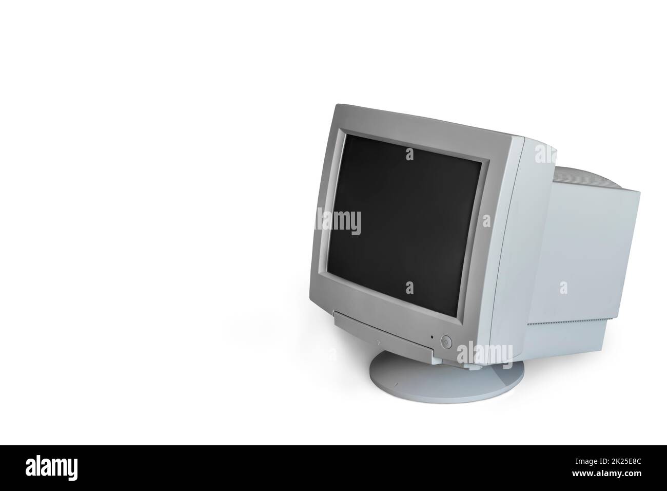 Veralteter Computermonitor auf weißem Hintergrund Stockfoto