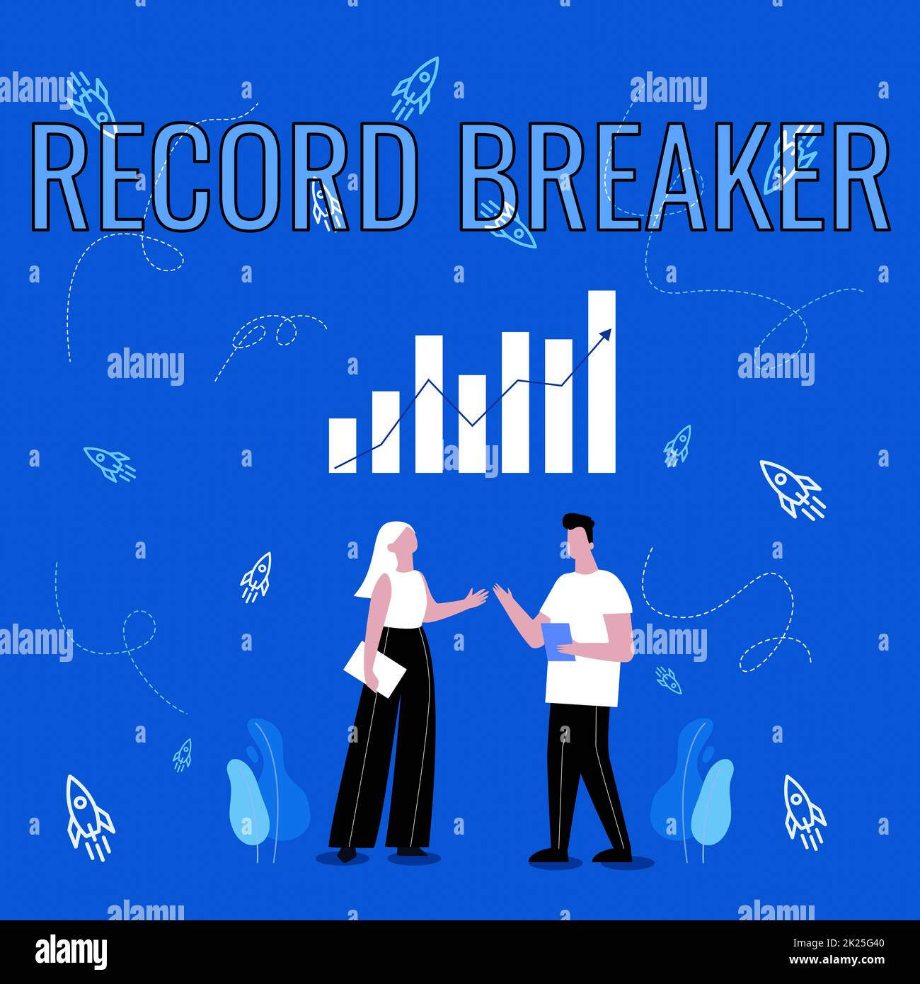 Konzeptionelle Beschriftung Record Breaker. Ein Wort für jemanden oder etwas, das das bisher beste Ergebnis übertrifft Illustration von Partnern, die wunderbare Ideen zur Verbesserung ihrer Fähigkeiten teilen. Stockfoto