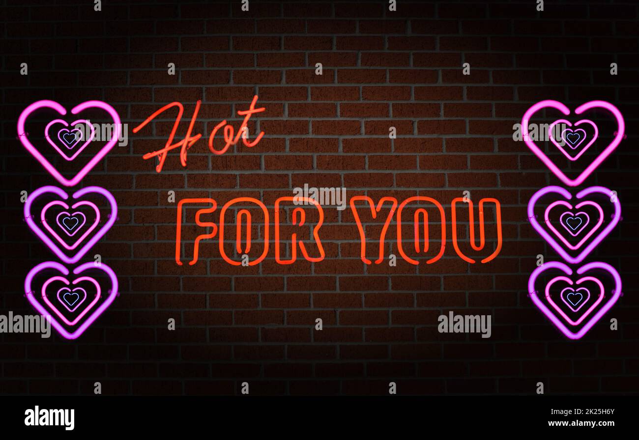 Hot for You Vintage Neon Sign, Photo Composite Stockfoto