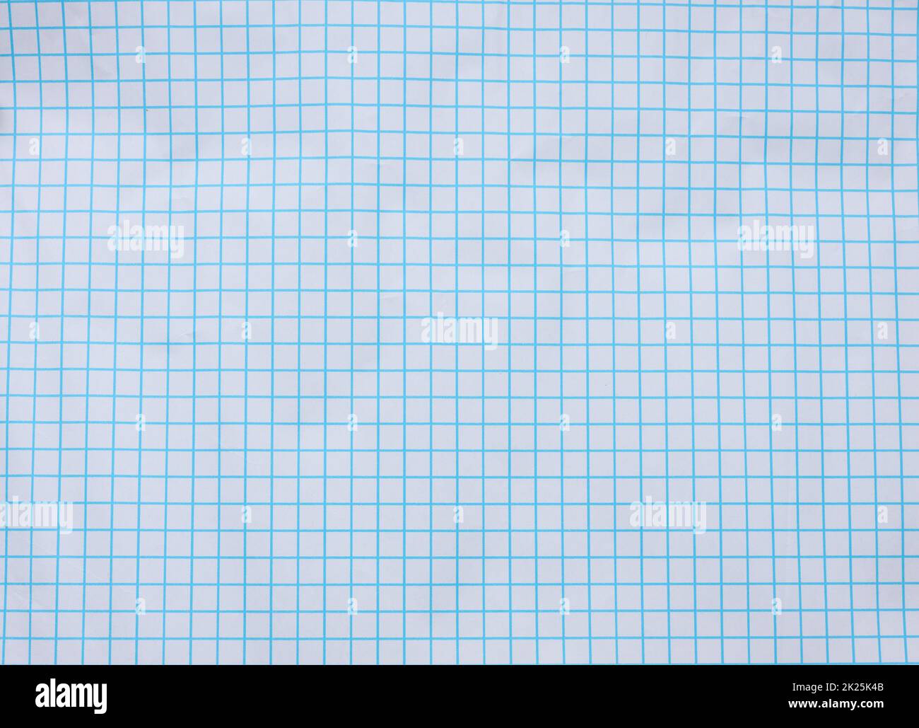 Weiße quadratische Papiertextur, blaue Linien, Schulnotizbuch Stockfoto