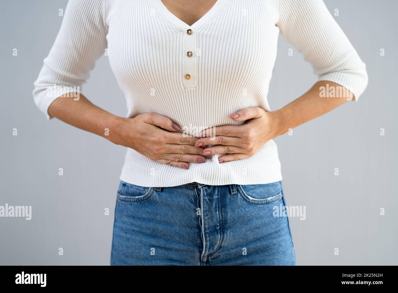 Abdominale Leberschmerzen Und Krampf Stockfoto