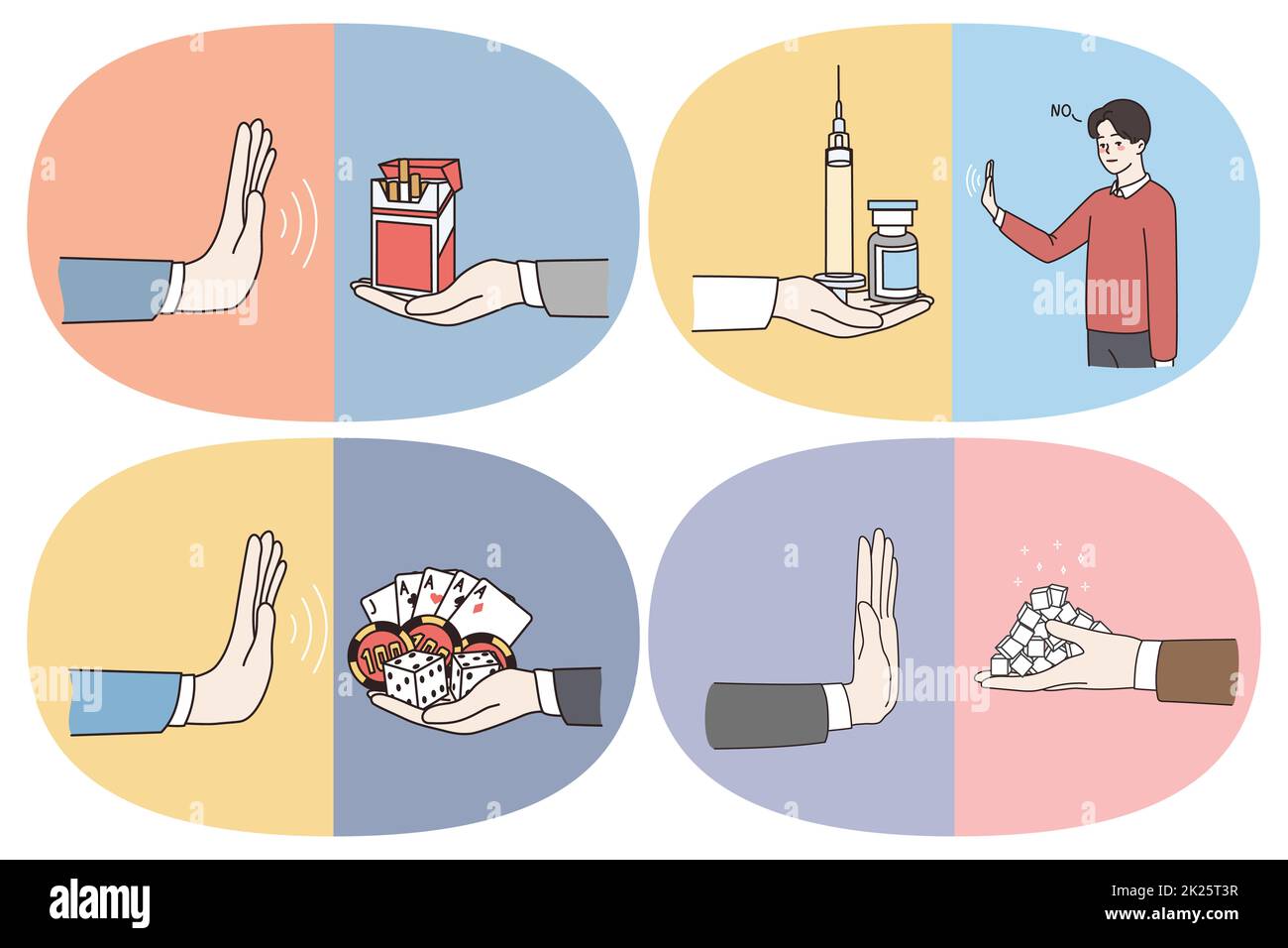 Nein zu schlechten Gewohnheiten und Suchtbegriffen sagen Stockfoto