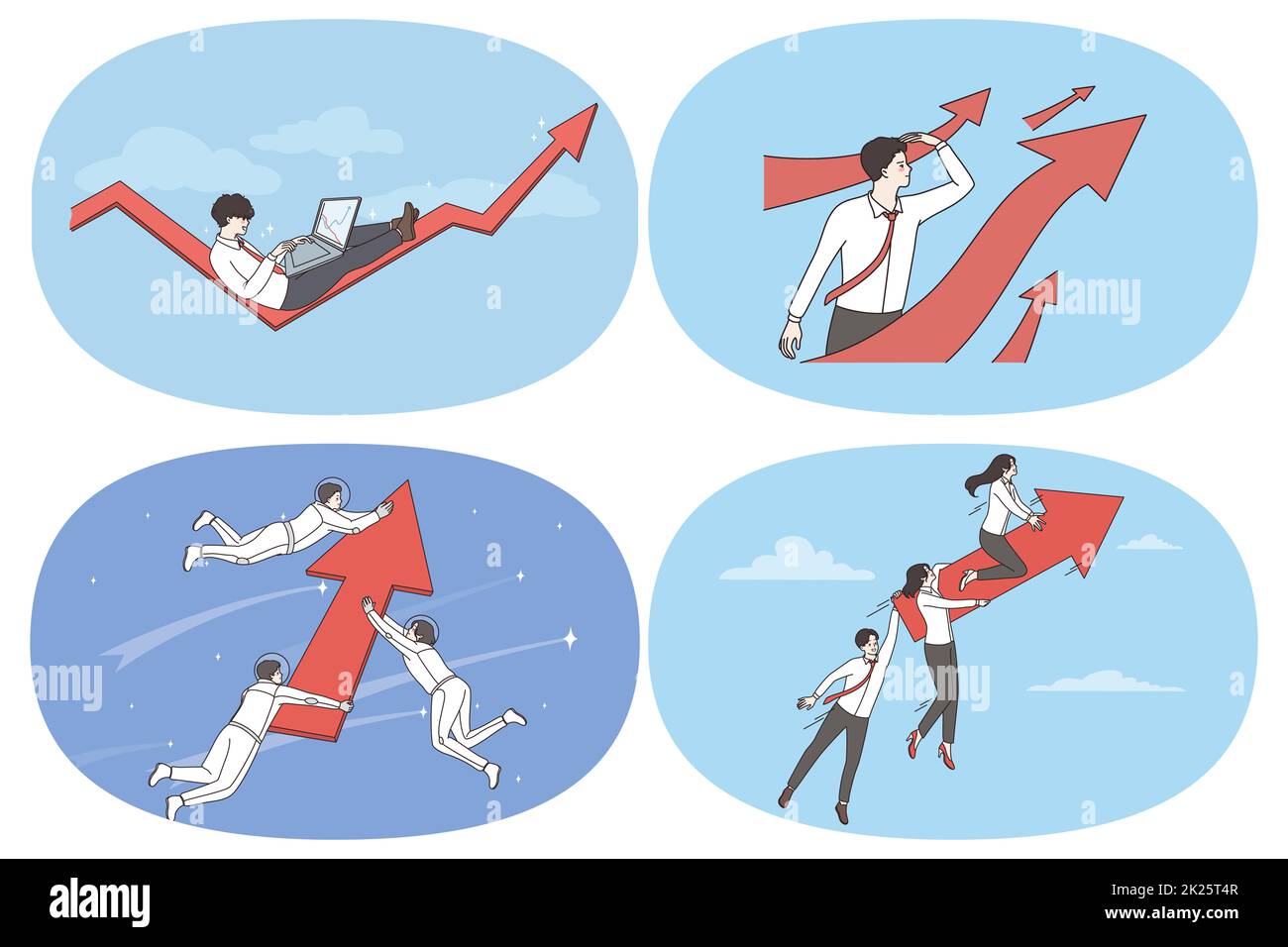 Entwicklung und Erfolg des Konzepts der Geschäftsstrategie. Stockfoto