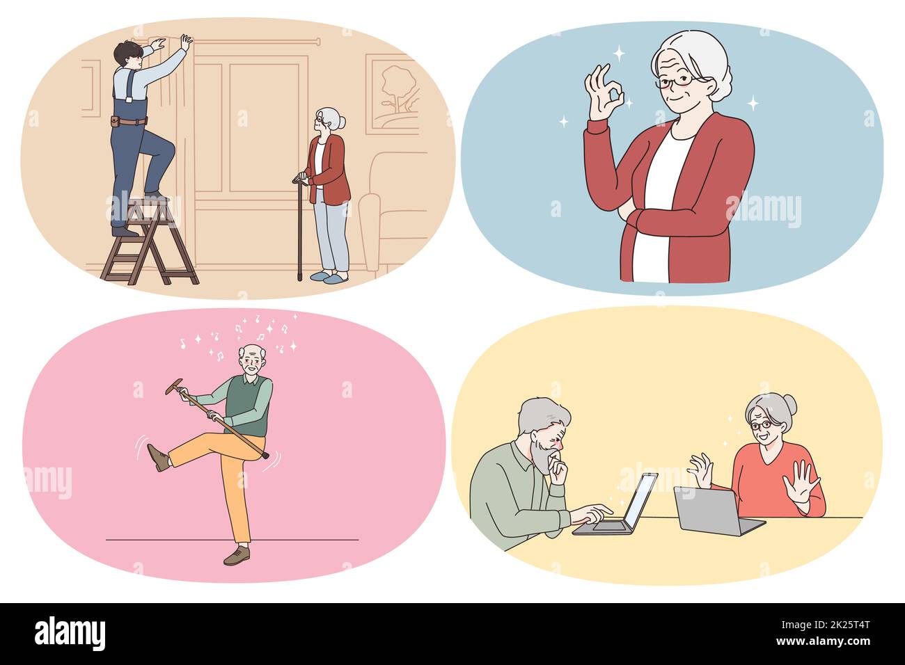 Das Konzept der aktiven und modernen Lebensweise der Rentner Stockfoto