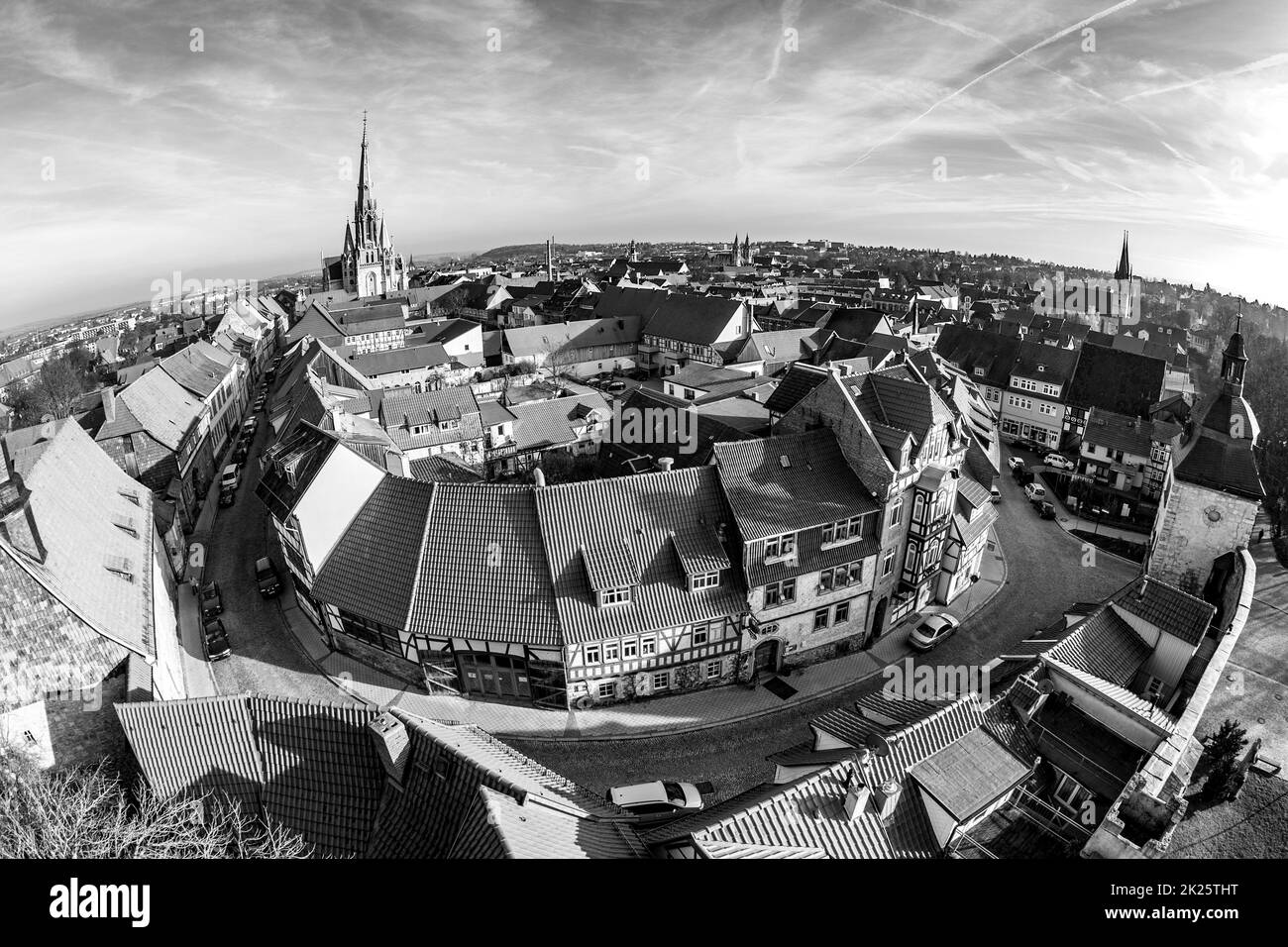 Die Luft der Stadt Mühlhausen in Thüringen Stockfoto