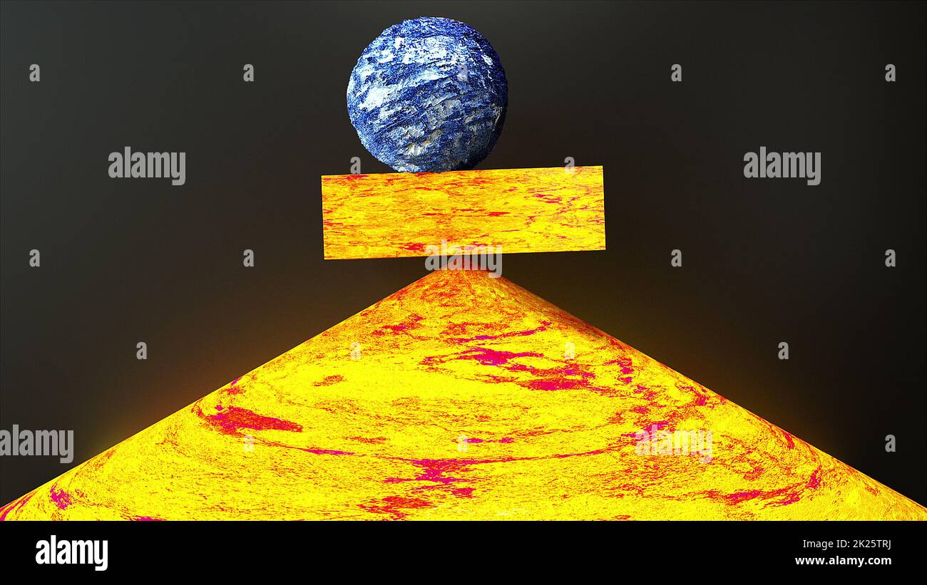 Gleichgewicht aus geometrischen Marmorsteinen Stockfoto
