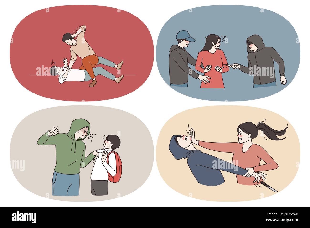 Selbstverteidigung und Kriminalitätskonzept. Stockfoto