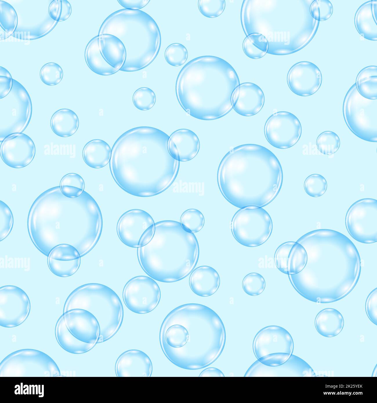 Kreisförmige Seifenblasen Muster auf blauem Hintergrund. Nahtlose Textur Stockfoto