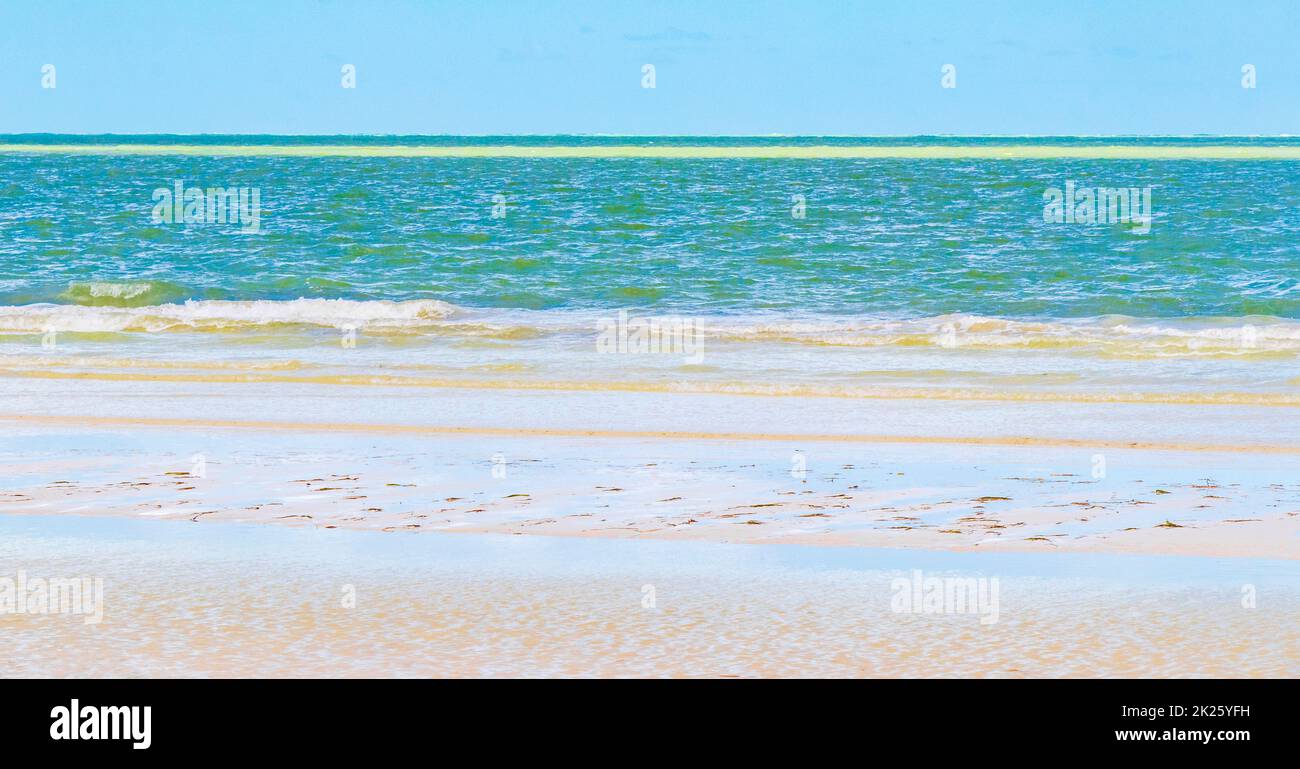 Natürliche Holbox Insel Strand Sandbank Panorama türkis Wasser Wellen Mexiko. Stockfoto