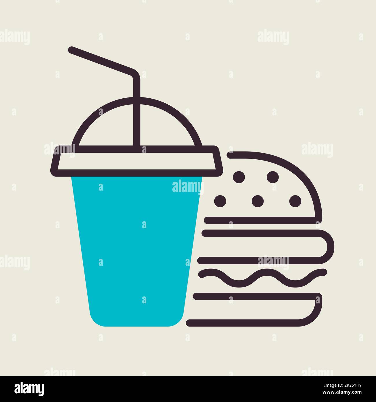 Vektor-Symbol für Burger mit Softdrink Stockfoto