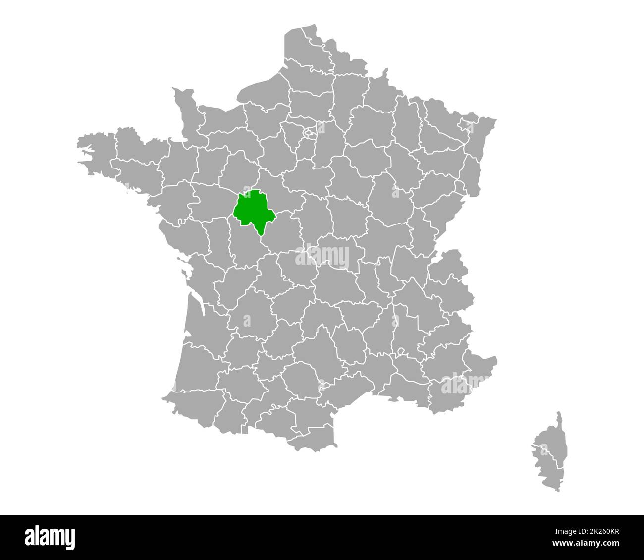 Karte von Indre-et-Loire in Frankreich Stockfoto