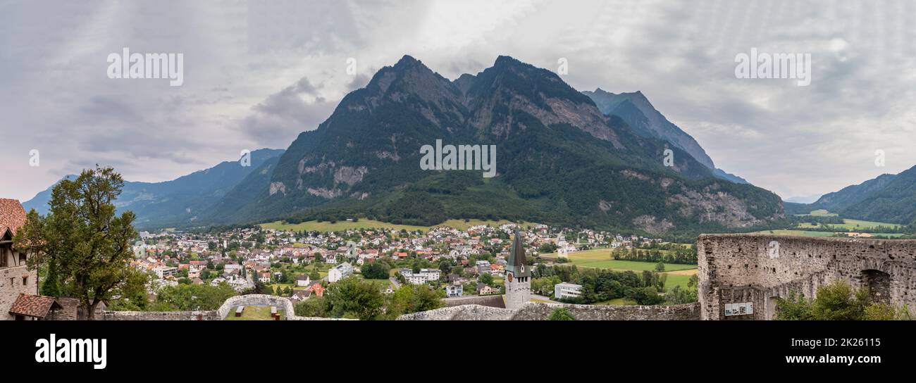 Balzers Mountains Panorama Stockfoto