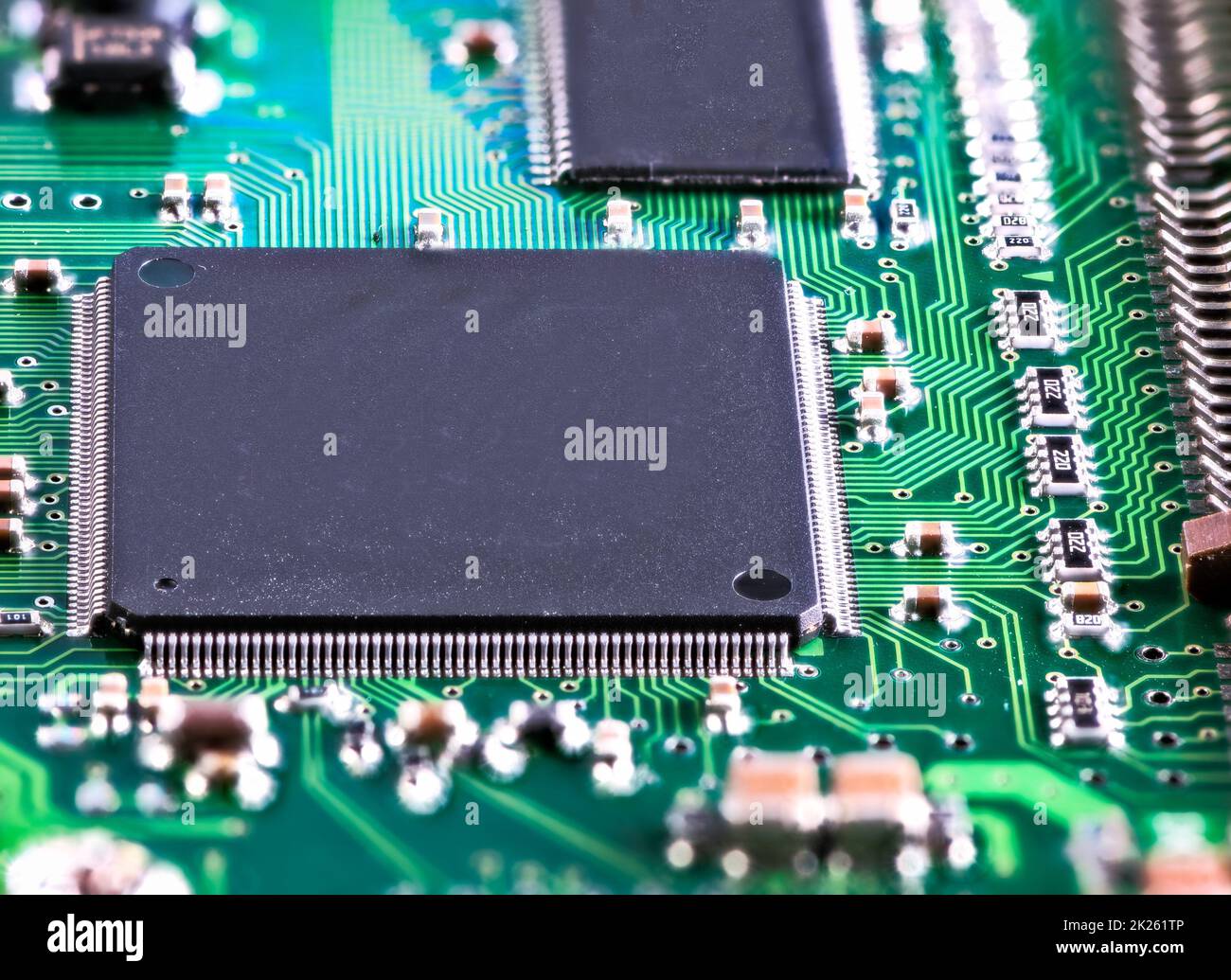 Prozessorchip auf Computerplatine Stockfoto