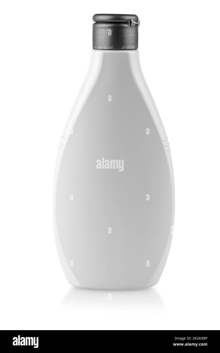 Leere Plastikflasche isoliert auf weißem Hintergrund Stockfoto