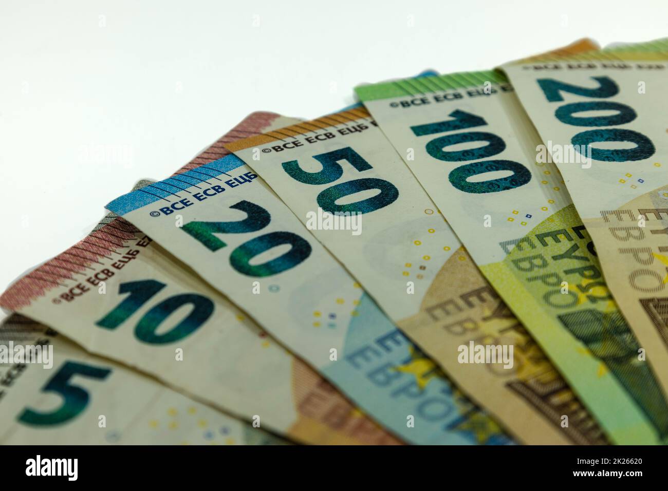 Währung Der Europäischen Union. Euro-Banknoten. Euro-Cash-Hintergrund. Euro Money Banknoten Stockfoto