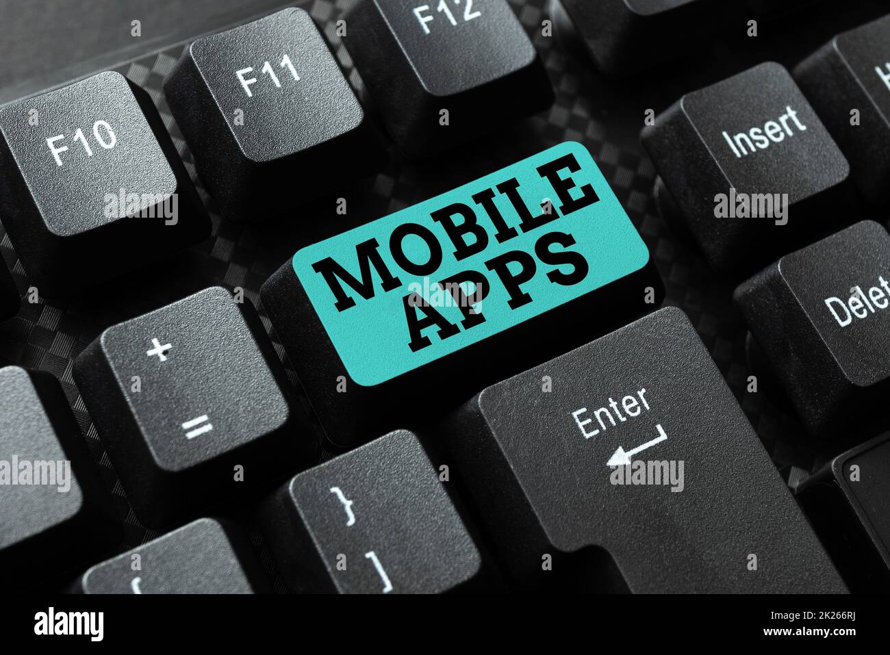 Text mit Inspiration Mobile Apps. Word für eine Software-Anwendung, die auf Handheld-Geräten ausgeführt werden kann, die neue E-Mail-Titel eingeben, Ideen für Internet-Artikel entwerfen Stockfoto
