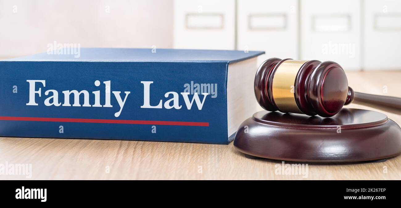 Ein Gesetzbuch mit einem Gavel - Familienrecht Stockfoto