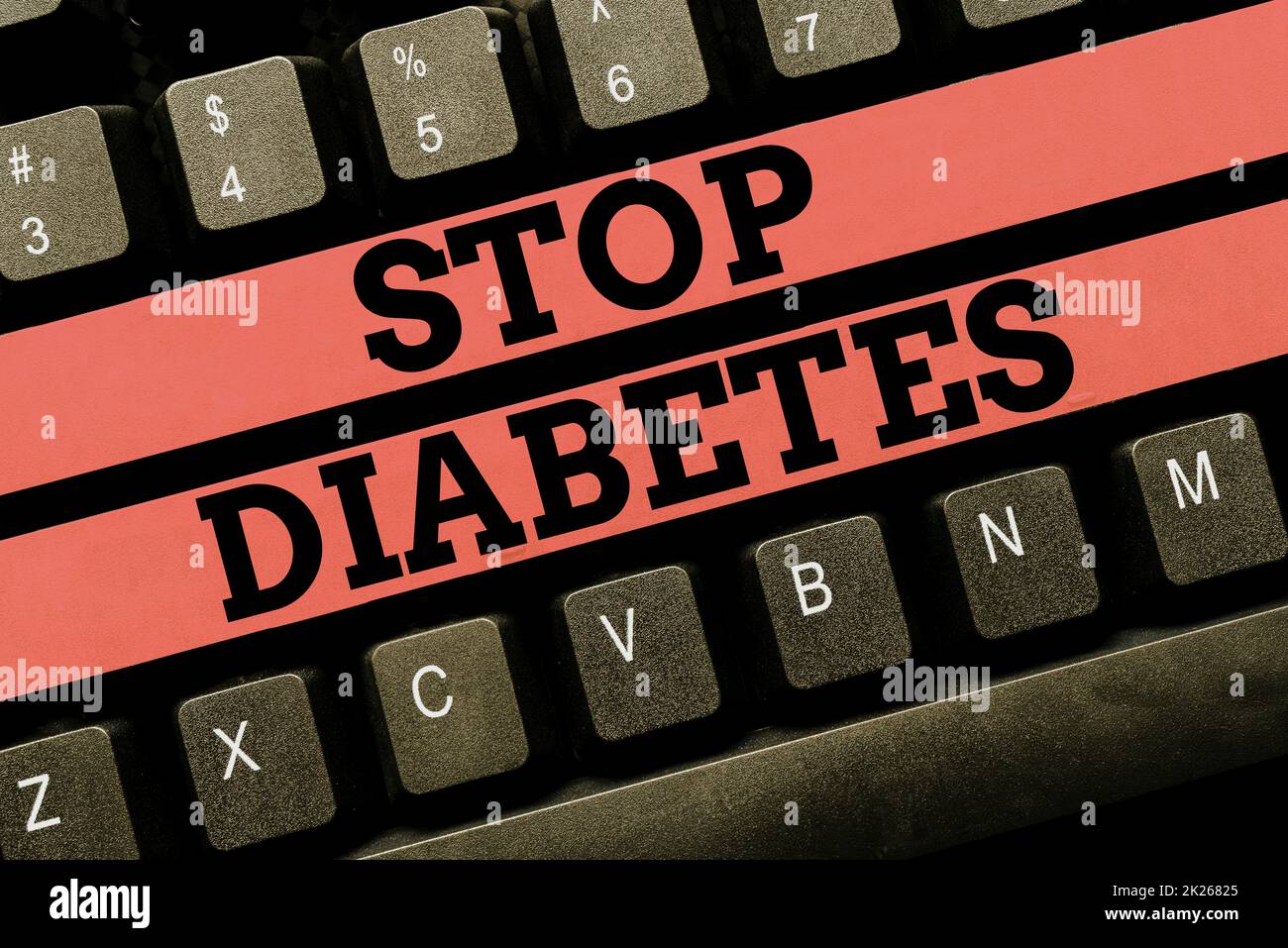 Schild zeigt "Stop Diabetes" an. Word for Blood Sugar Level is higher than normal Injizieren Insulin abstrakte Typisierung Produktdokumentation, Creating Brand New Book Stockfoto