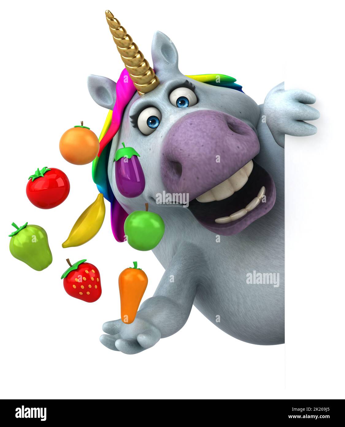 Spaß Einhorn - die 3D-Darstellung Stockfoto