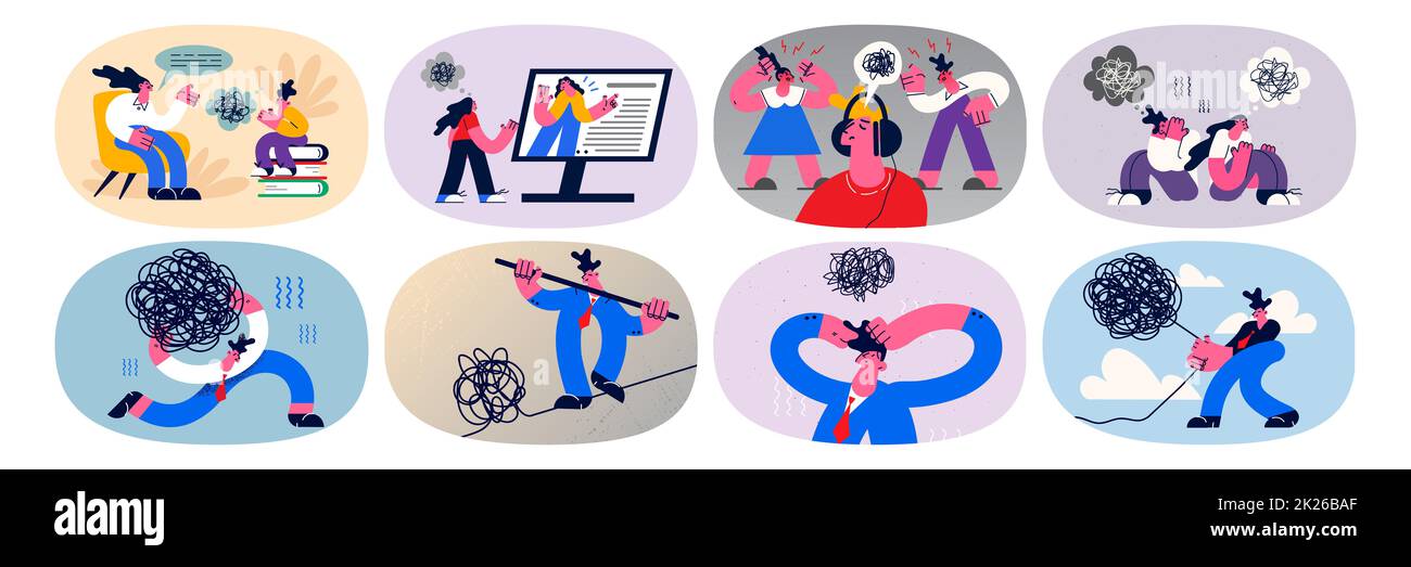 Eine Gruppe von Personen sucht nach Problemlösungen Stockfoto