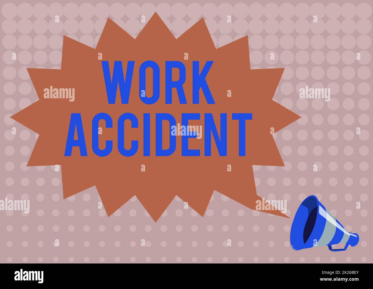 Konzeptionelle Darstellung Arbeitsunfall. Fehler beim Geschäftsansatz Verletzung am Arbeitsplatz Getting Hurt Illustration einer Spiky Chat Cloud von Einer Megaphone angekündigt. Stockfoto
