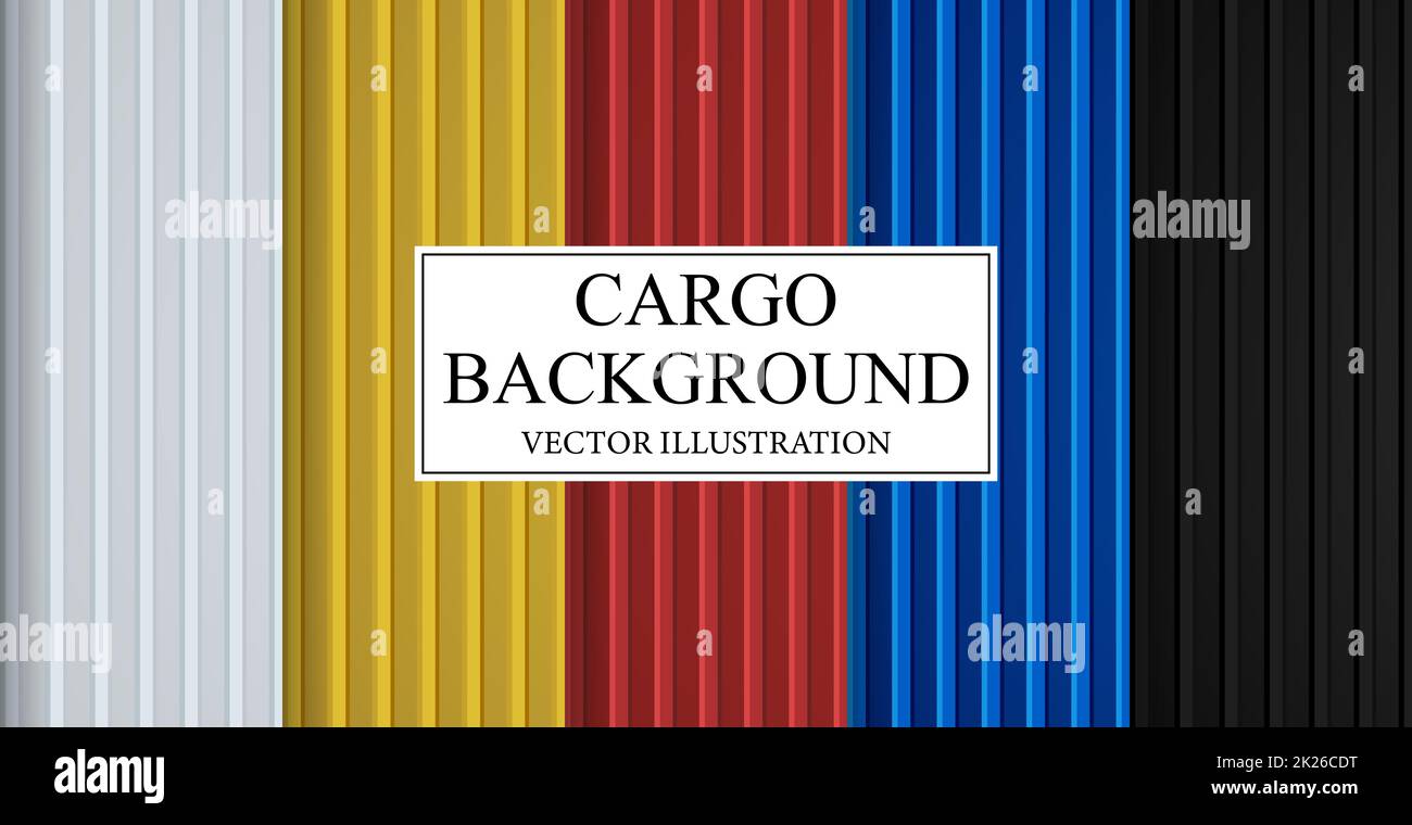 Set mit 5 Mustern für Frachtcontainer in verschiedenen Farben im Hintergrund – Vektor Stockfoto