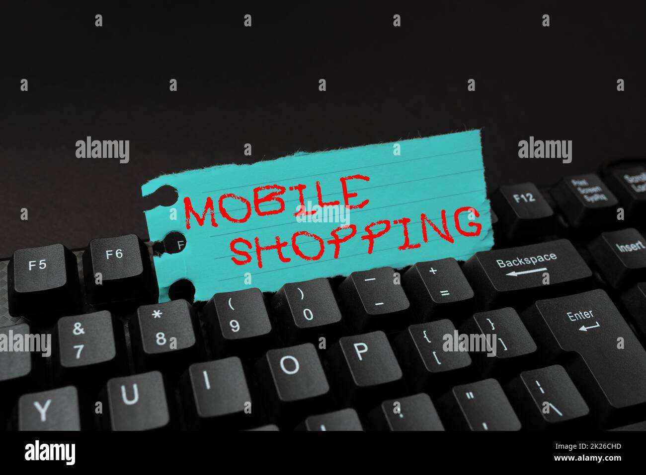 Schild mit der Anzeige Mobile Shopping. Business Showcase zum Kauf von Waren, durchgeführt mit einem Handy Abstract Tipping New Business Slogan Message, Writing Market Strategies Stockfoto