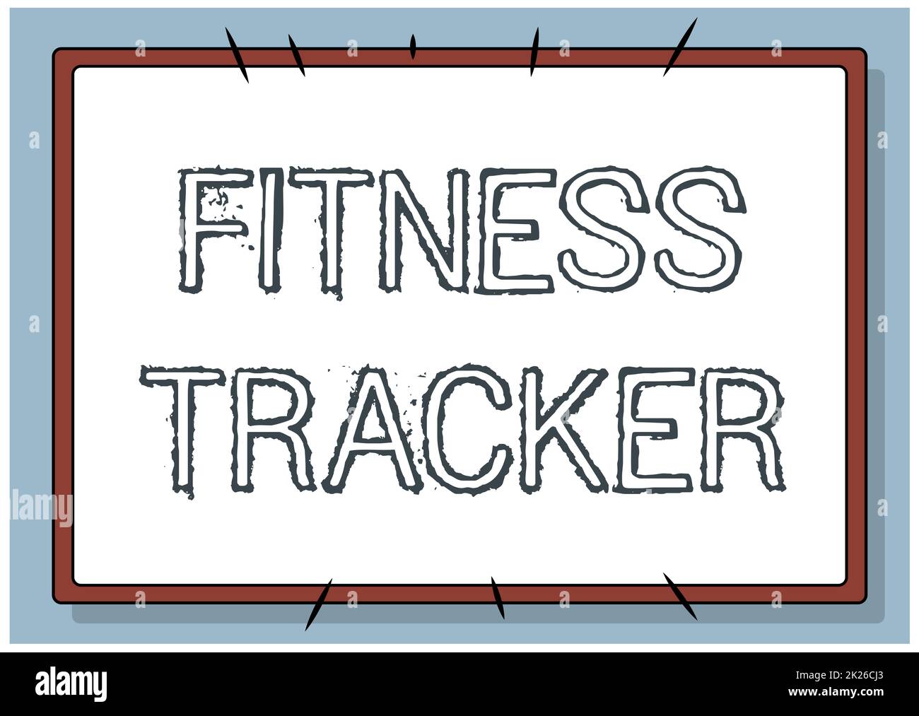 Handschriftlicher Text Fitness-Tracker. Konzeptfoto ein Überwachungsgerät, das alle gesundheitsbezogenen Aktivitäten aufzeichnet Linie illustrierte Hintergründe mit verschiedenen Formen und Farben. Stockfoto