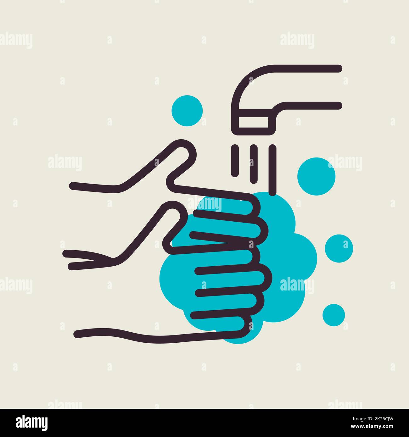 Waschen von Händen mit Seife, um Viren zu verhindern Symbol Stockfoto