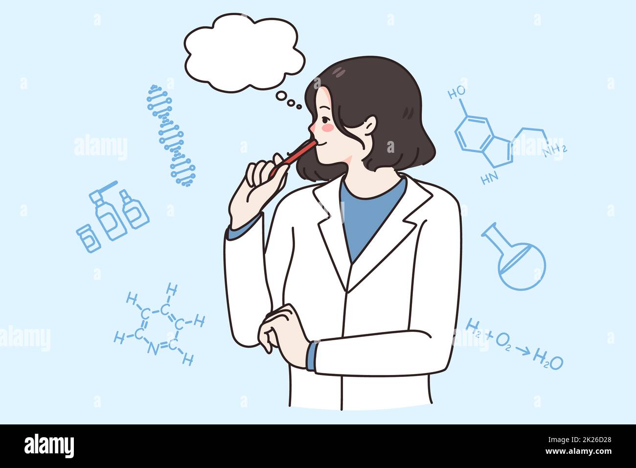 Wissenschaftlerinnen-Brainstorming denken an wissenschaftliche Entdeckungen Stockfoto