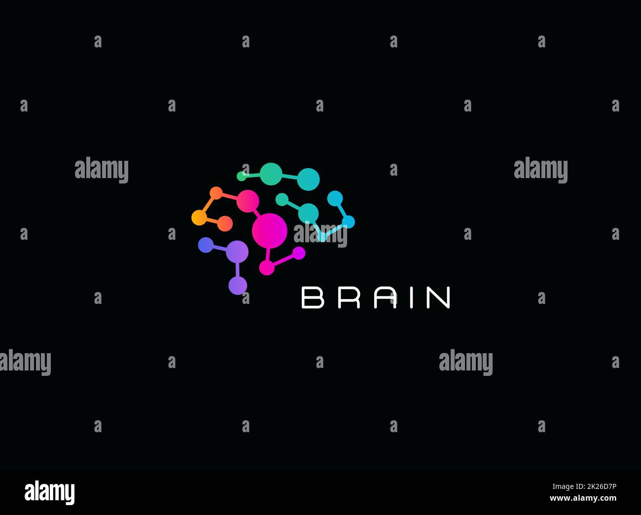 Abstract Brain dotted Logo-Schild, Logo für Wissenschaft, Medizin, Bildung, Technologie, Unternehmen. Vektorsymbol Stockfoto