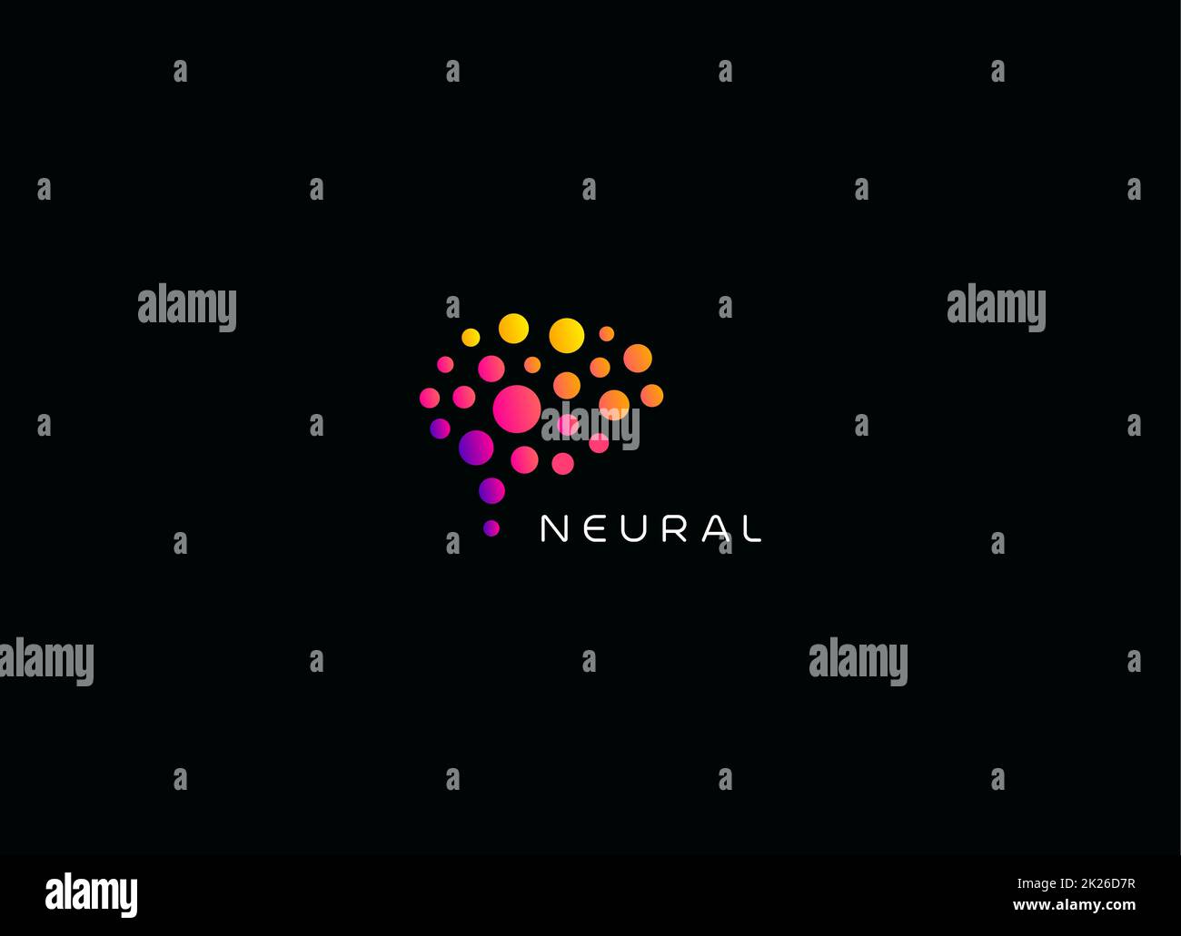 Abstract Brain dotted Logo-Schild, Logo für Wissenschaft, Medizin, Bildung, Technologie, Unternehmen. Vektorsymbol Stockfoto