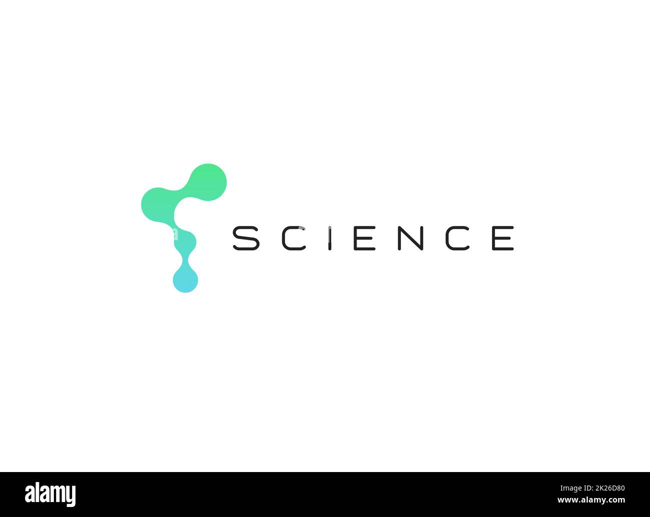 Abstraktes Science-Logo, Form der verbundenen Punkte, Logovorlage für Chemie, Medizin, Biolabor. Technologie- und Forschungsinnovationsvektor isoliertes Symbol Stockfoto