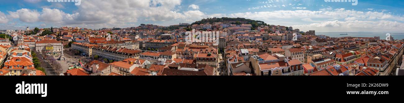 Lissabon Downtown Panorama Stockfoto