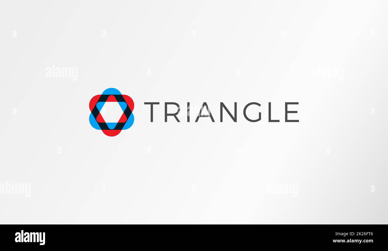 Abstrakte Farbe Overlay Logo Vorlage, runde Dreieck ovale Form, rot und blau Farbe Logo Konzept, Ziel Vektor Illustration. Stockfoto