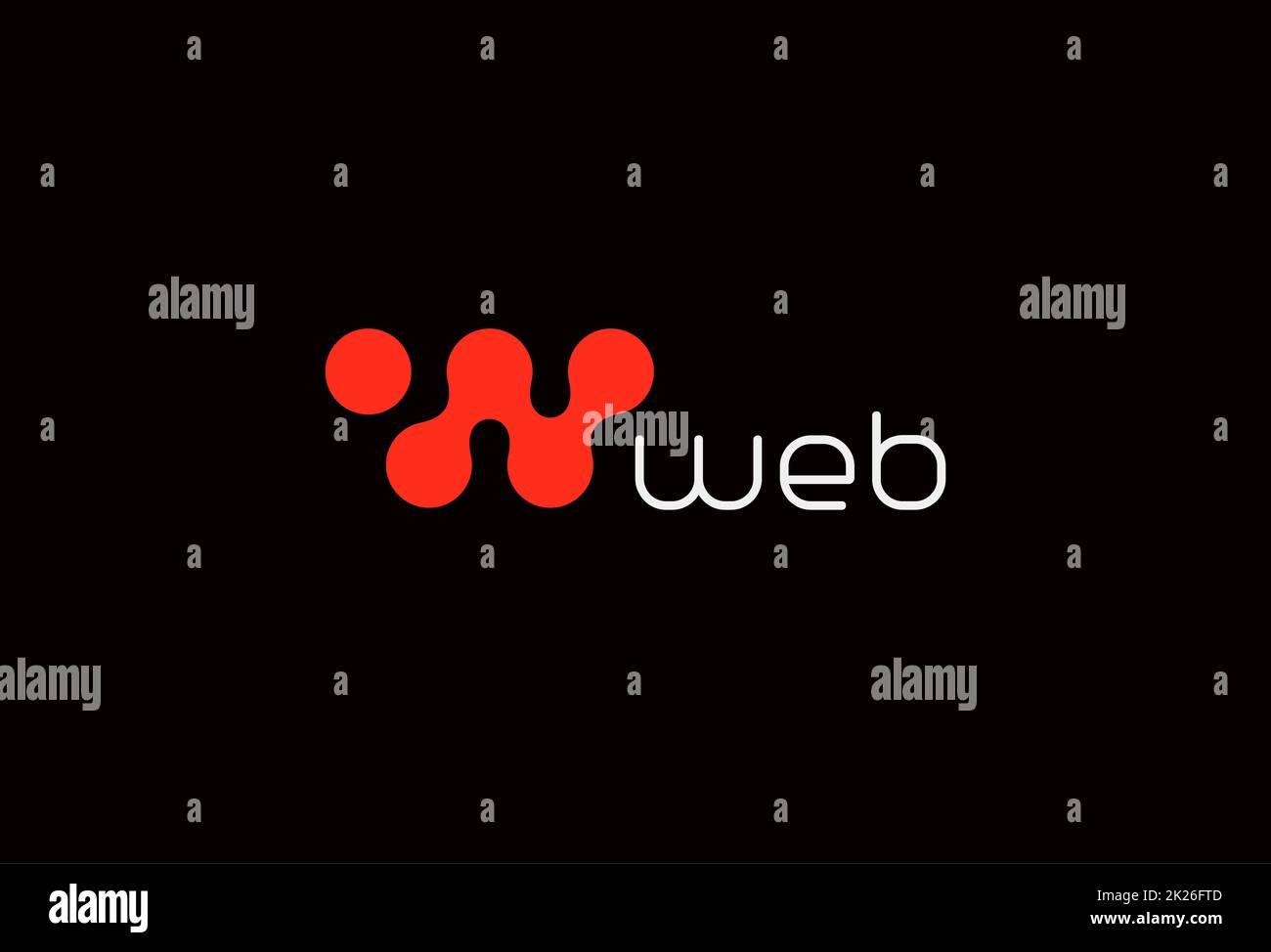 Weblogo Symbol, abstrakter Buchstabe W, Dots Connect Logo-Vorlage für Chemielabor, IT-System, Biomedizin und digitale Kommunikationstechnologie Emblem. Vector-Logo Stockfoto