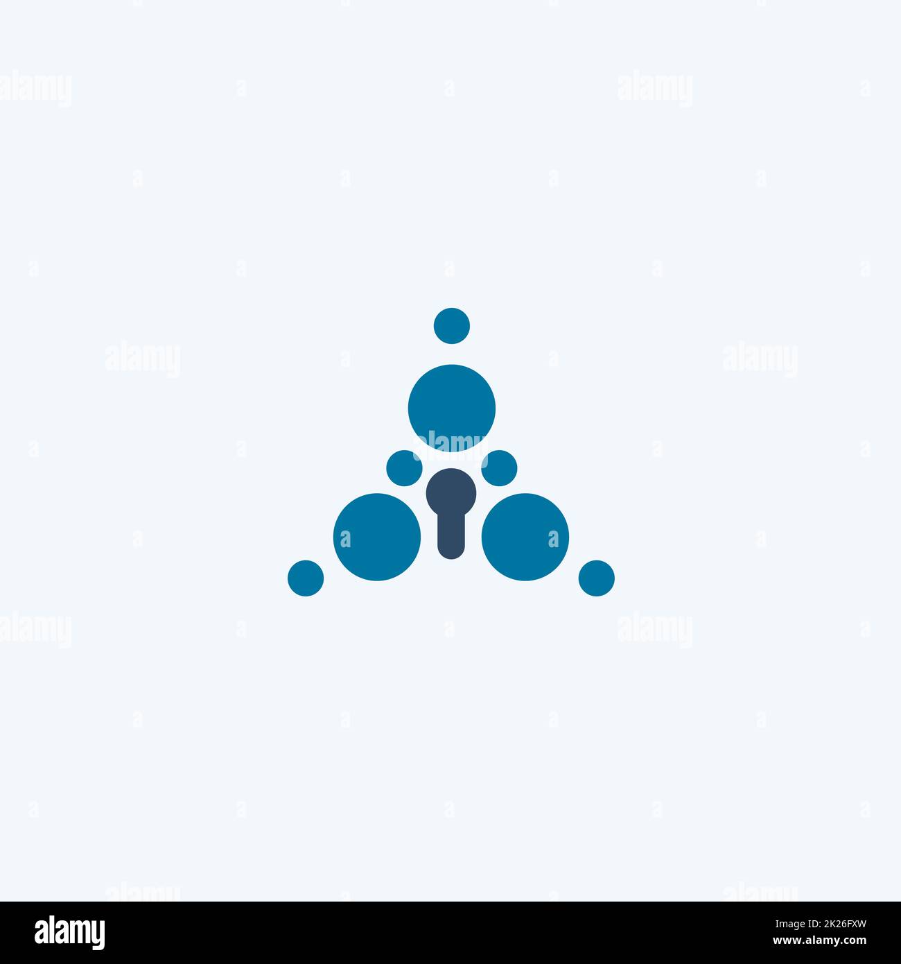 Keyhole abstrakte Blasen in Dreiecksform Logo-Konzept für Sicherheit, Informationsschutz, Cyber-Sicherheit. Vektorgrafik, Schlosssymbol Stockfoto
