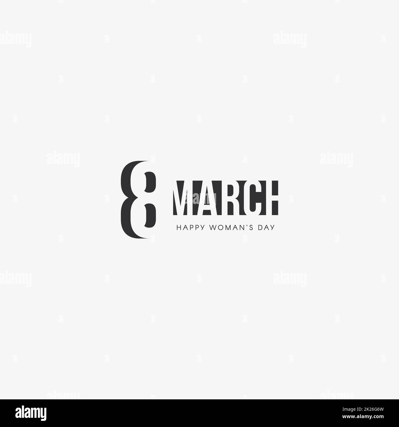 8. März, glücklich, den Internationalen Tag der Frau, Schwarz negative Space Vector Logo. Stockfoto