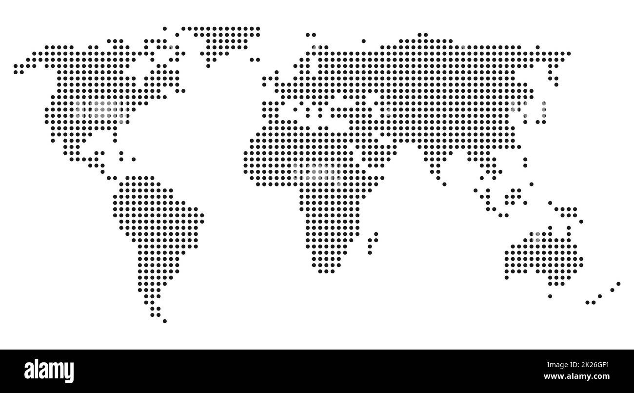 Weltkarte mit kleinen schwarzen Punkten Stockfoto