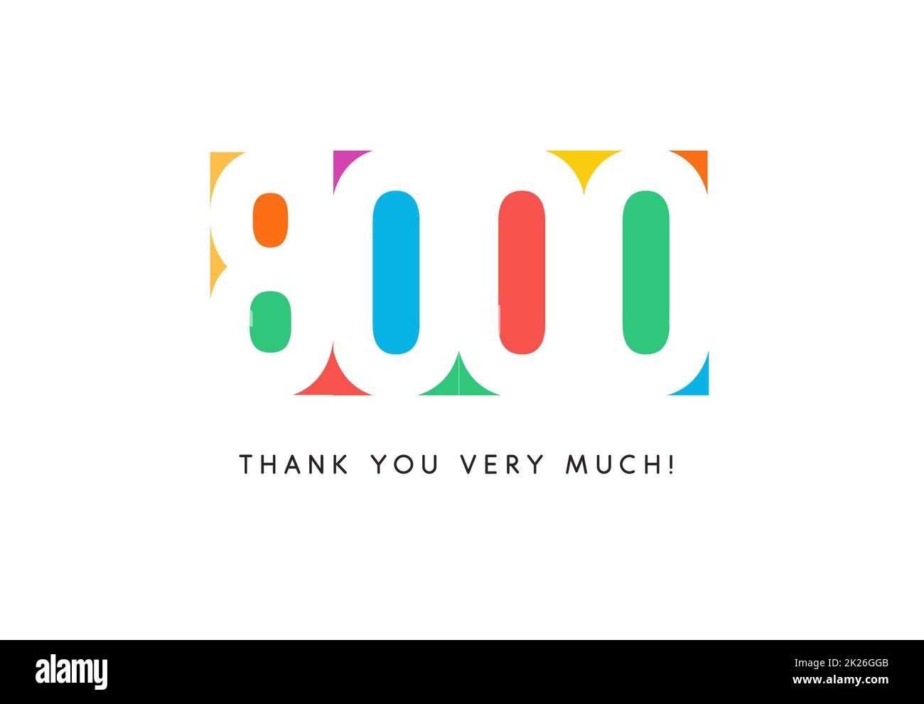 Acht tausend Teilnehmer baner. Bunte Logo für das Jubiläum Tag. Stockfoto