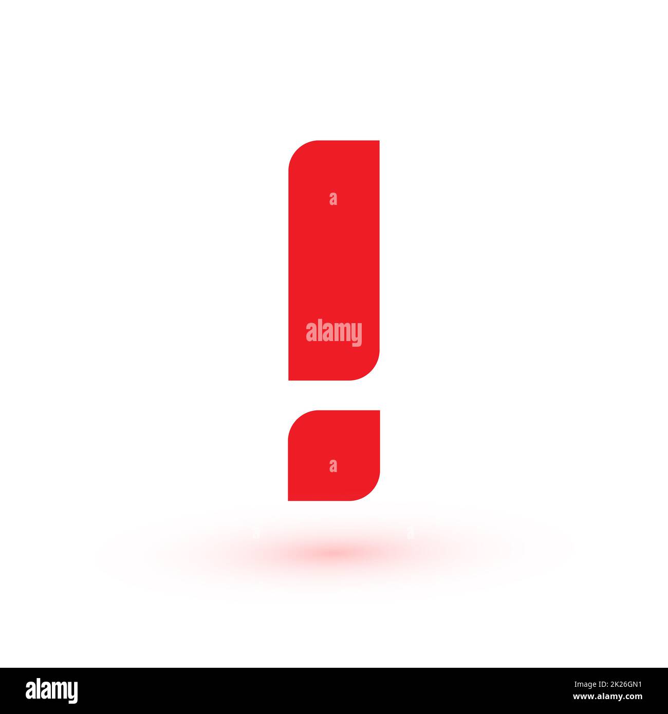 Rotes modernes Ausrufezeichen für Webdesign. Vektordarstellung. Stockfoto