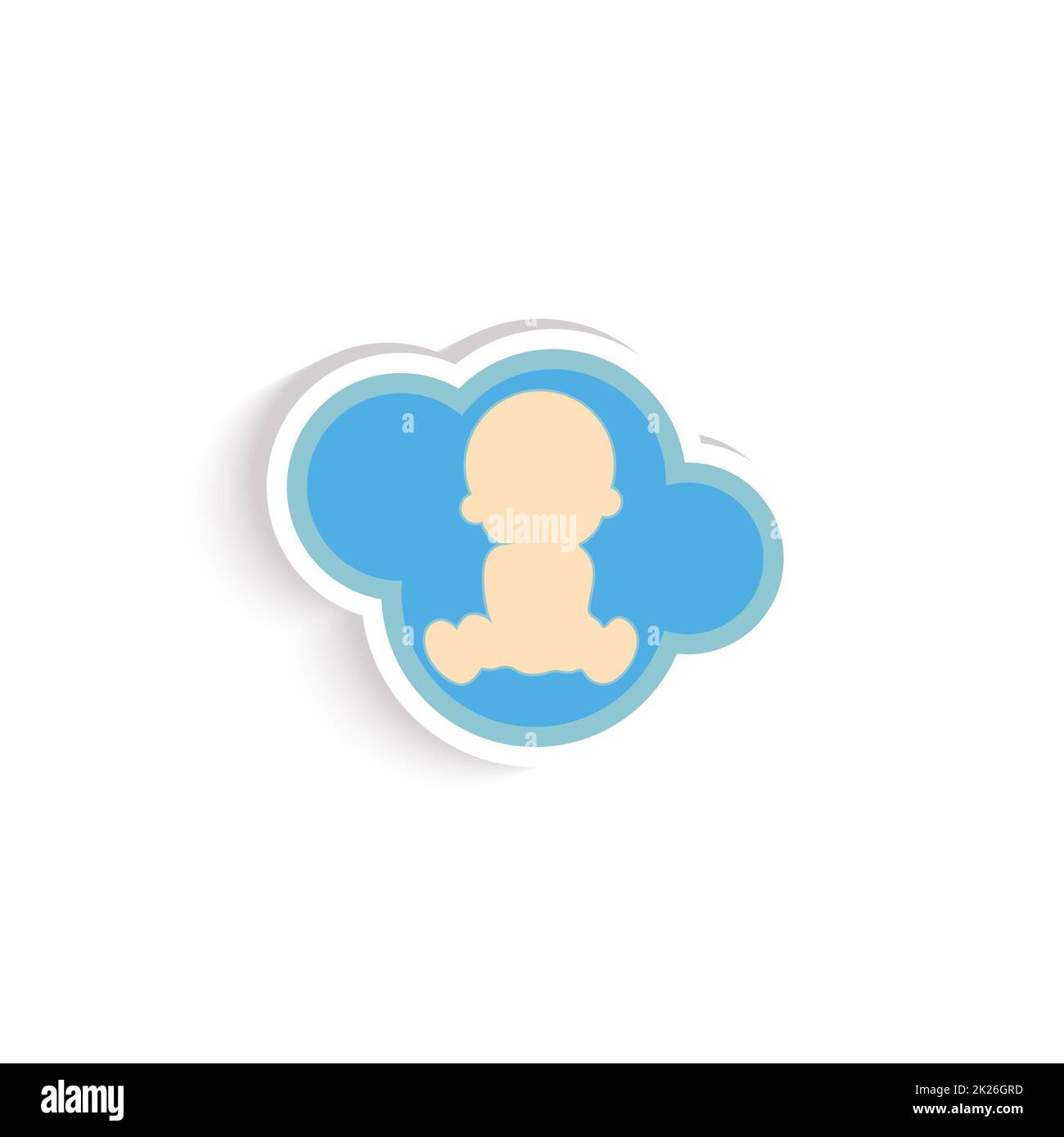 Neugeborene. Kind Planung. Geburt eines Babys. Schwangerschaft Logo. Blaue Farbe. Stockfoto