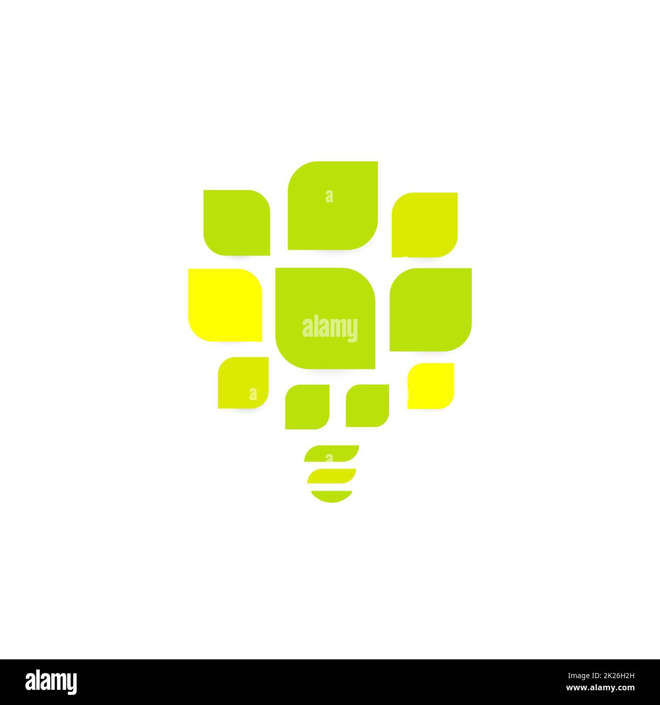 Energieeinsparung Glühbirne abstrakt Vektor icon. Grüne Blätter des Baums logo Vorlage. Vector Illustration auf weißem Hintergrund. Stockfoto