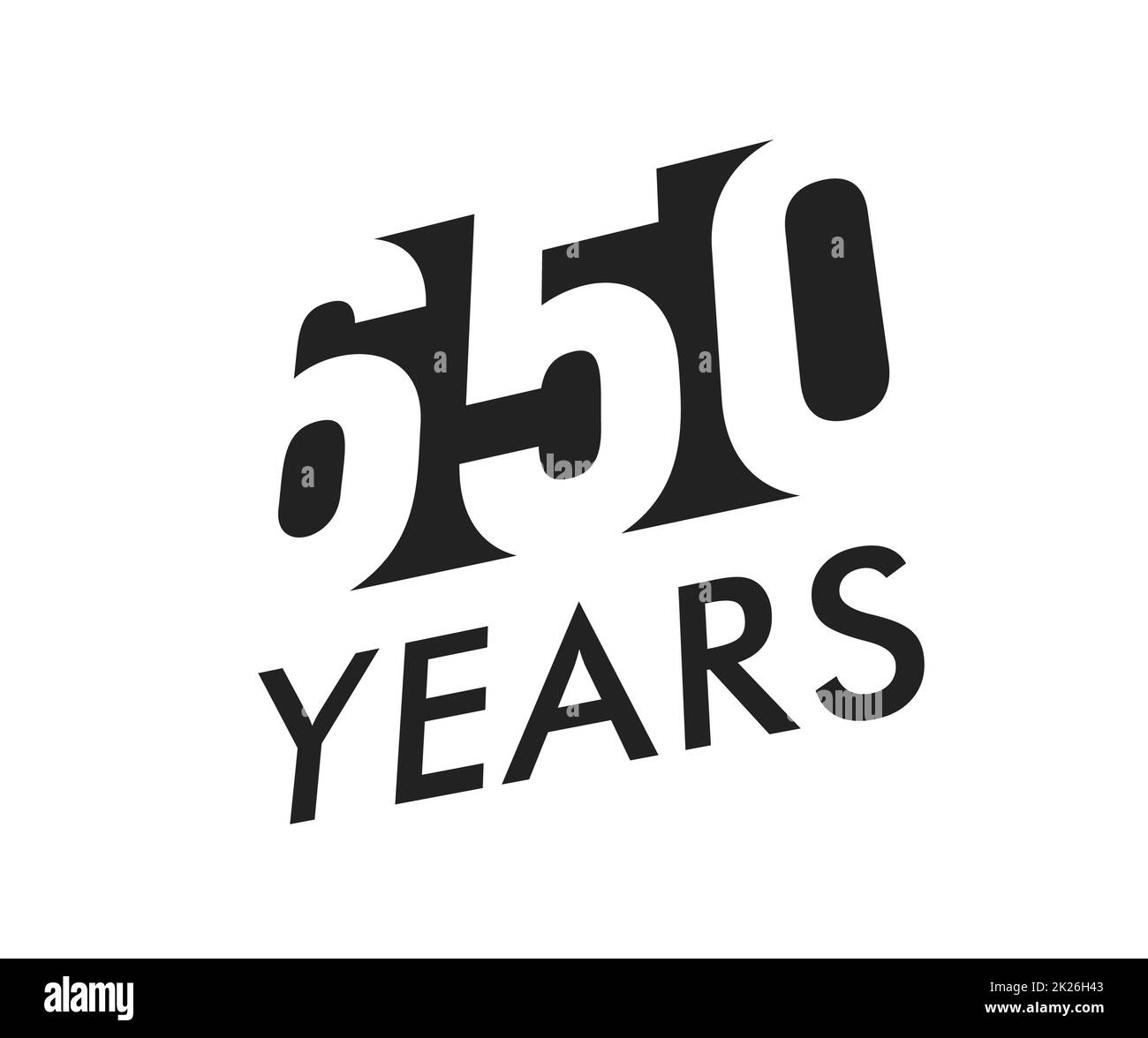 650 Jahre VektorEmblemVorlage. Jubiläumssymbol, negatives Raumdesign