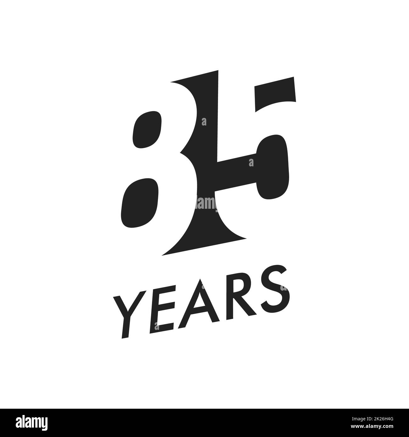 80 Fünf Jahre vector Emblem Vorlage. Jahrestag Symbol, negative Space Design. Jubiläum schwarze Farbe Symbol. Glücklich 85. Geburtstag, abstrakte Darstellung. Stockfoto