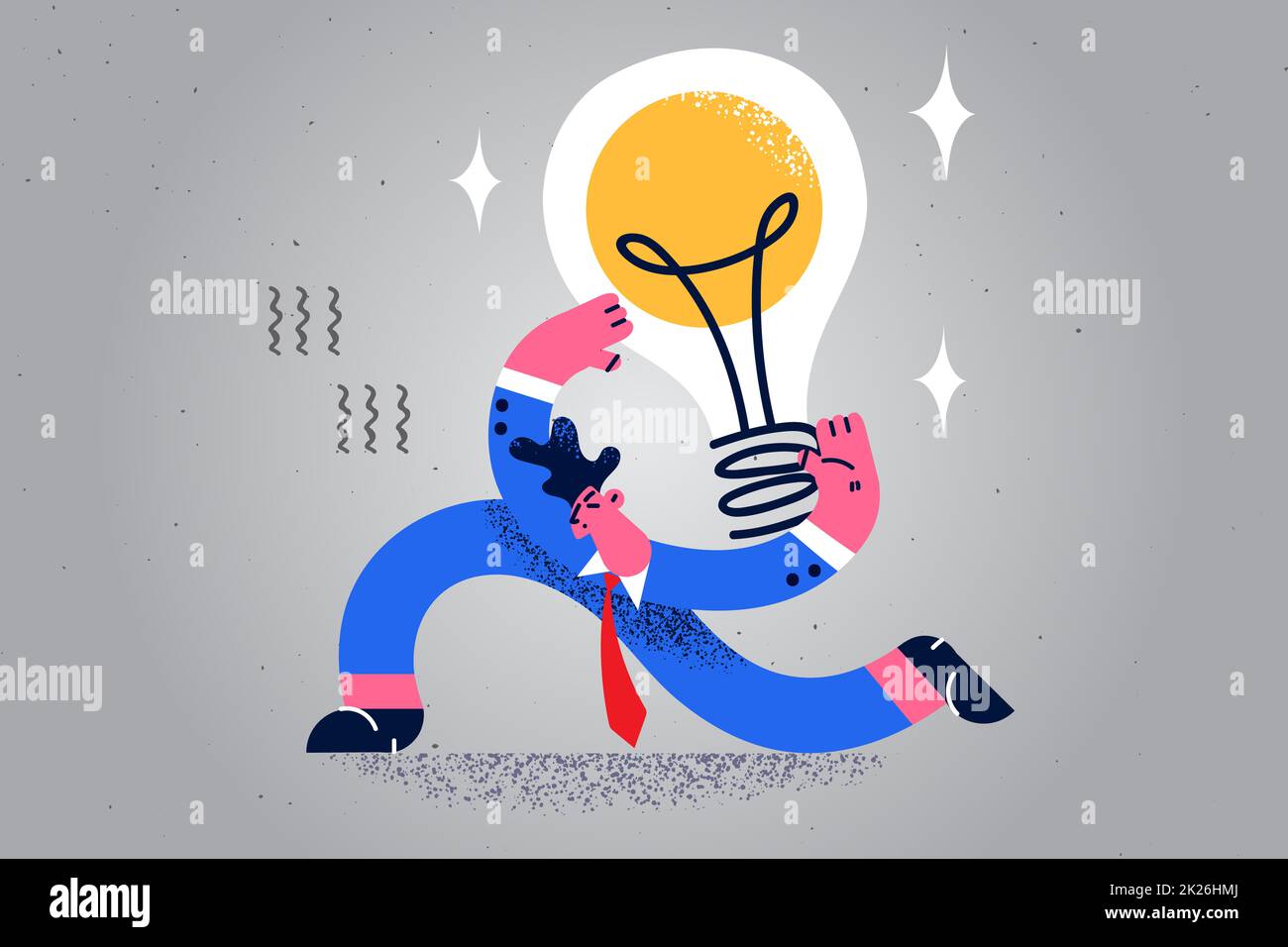 Geschäftsmann mit Glühbirne schafft kreative Ideen Stockfoto