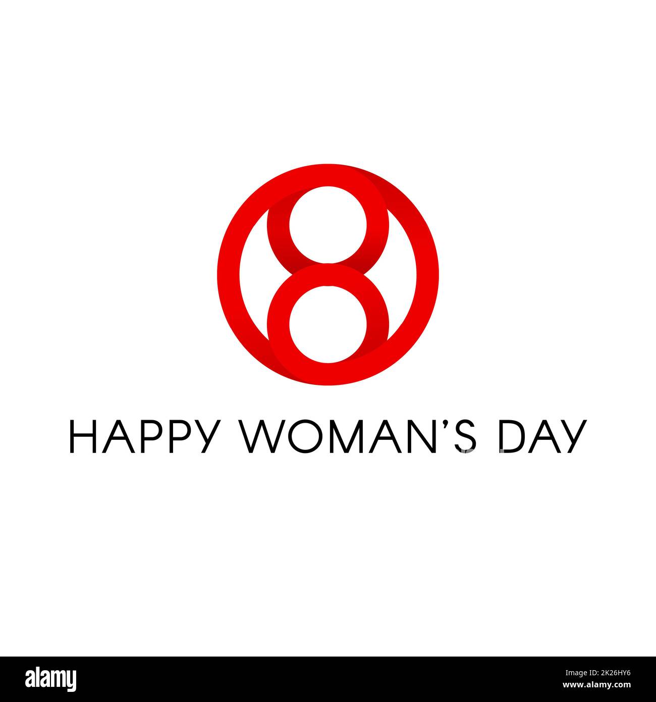 Roter Kreis Form, glücklichen Tag der internationalen Frauen unterzeichnen, abstrakte minimal Vektor logo Vorlage auf weißem Hintergrund. Stockfoto