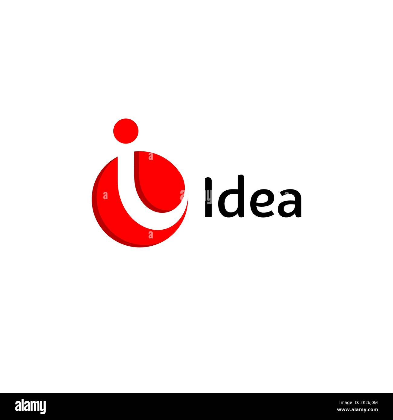 Ideenlogo. Letter I, abstraktes, kreatives Brainstorming für Lösungsvektor, rotes Symbol. Stockfoto